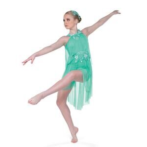 Dance Costume Small Adult Green A Wish Come True 24110 Lyrical Floral Dress